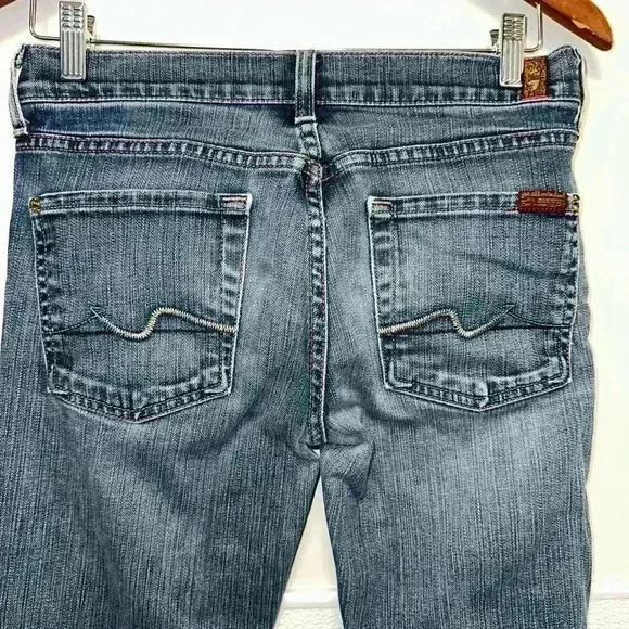 7 For All Mankind Roxanne Jeans Women Medium Wash Low Rise Straight Leg Denim 28 - Picture 1 of 11